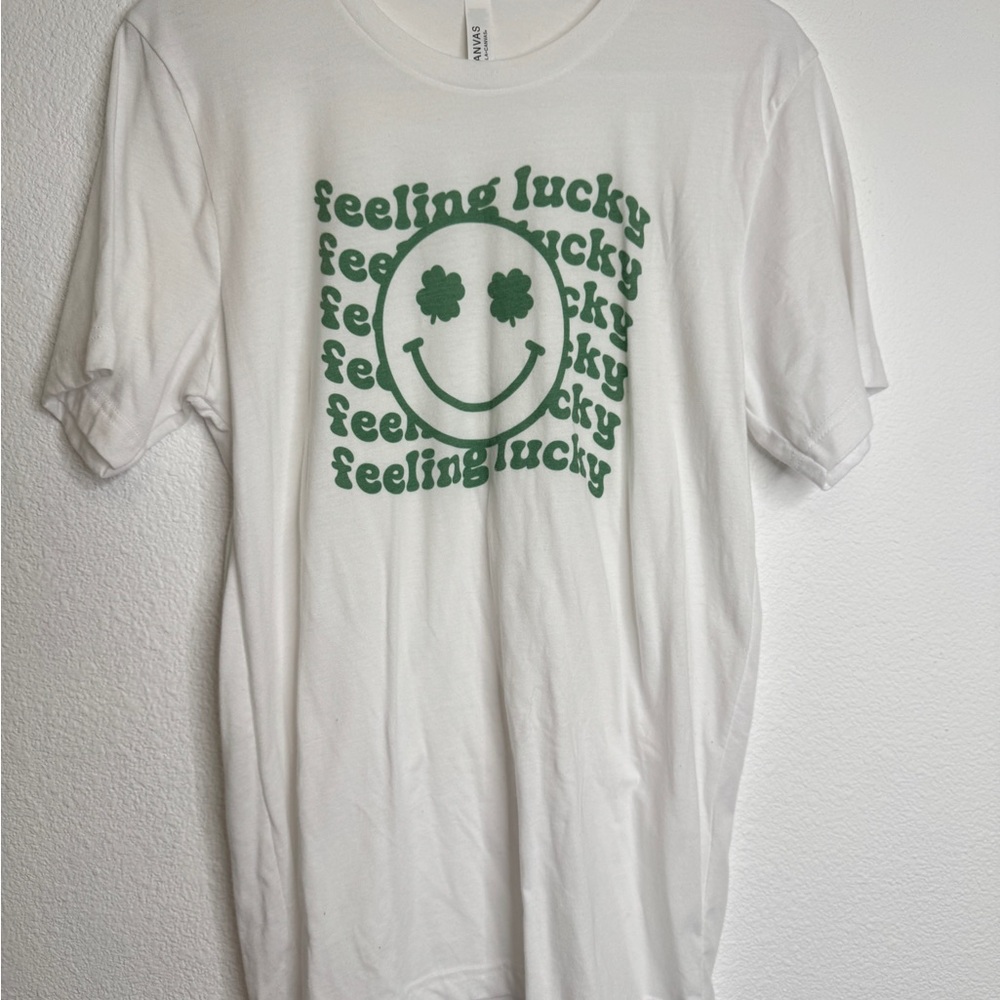 Felling Lucky T-Shirt - Bella Canvas White Tee St. Patrick’s Day Apparel